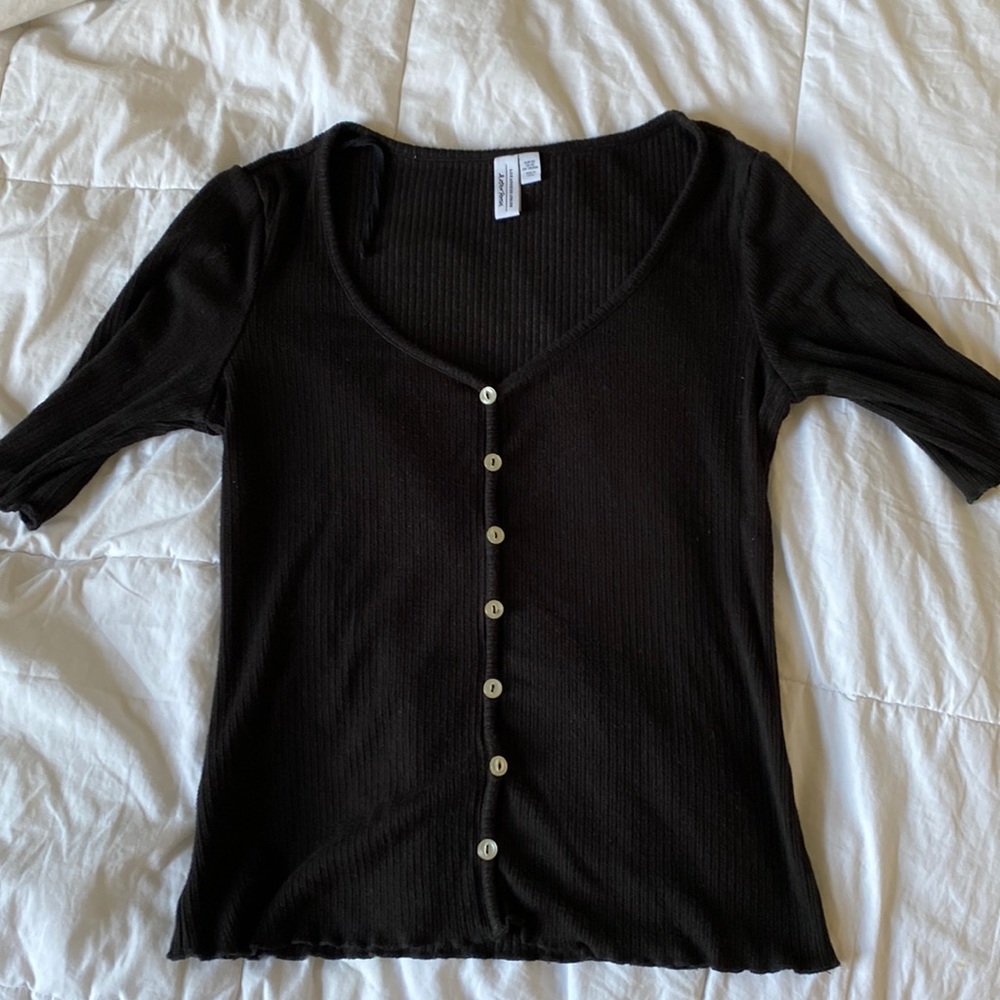 & Other Stories Rib Knit Button Top